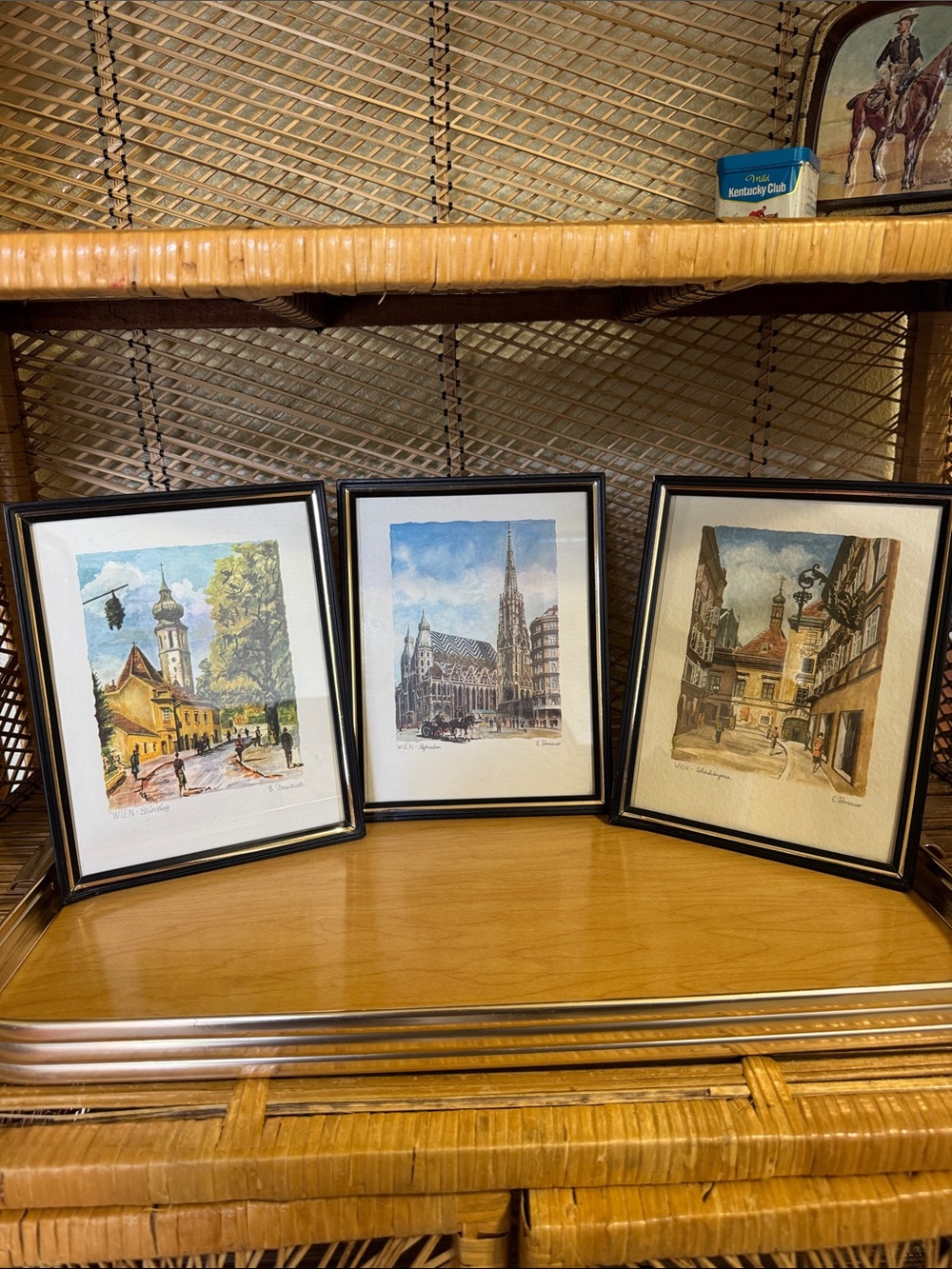 Vintage 1977 Vienna Austria Art Prints Set of 3 Framed E. Renauer